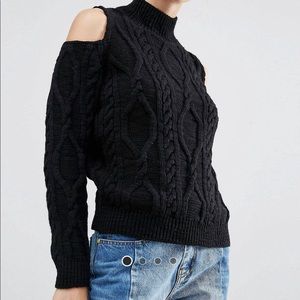 RIVER ISLAND OFF SHOULDER CUT OUT SHOULDER SWEATER